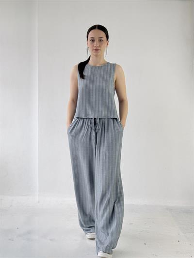 Retrobird Tasarım Bol Kesim Kül Mavi Pantolon