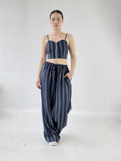 Retrobird Tasarım Bol Kesim Lacivert Pantolon