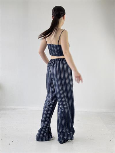 Retrobird Tasarım Bol Kesim Lacivert Pantolon