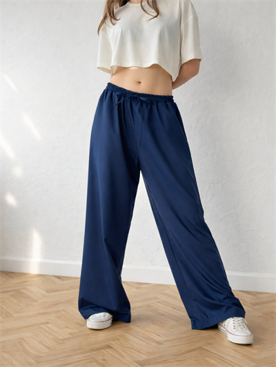 Retrobird Design Loose Fit Light Navy Relax Pants