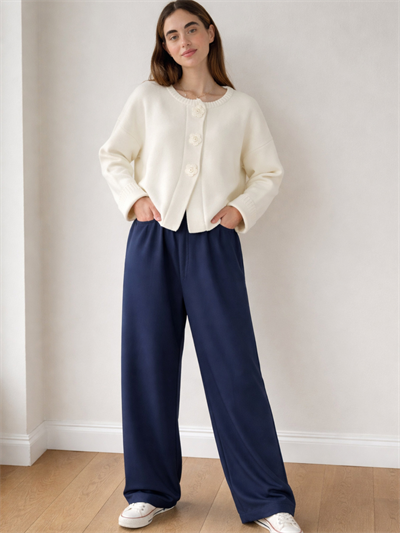 Retrobird Design Loose Fit Light Navy Relax Pants