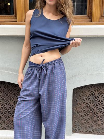 Retrobird Tasarım Bol Kesim Kalın Lacivert Relax Pantolon