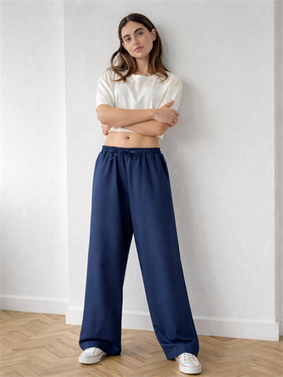 Retrobird Design Loose Fit Light Navy Relax Pants
