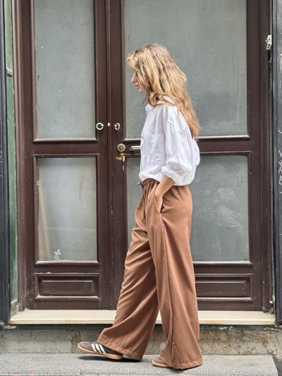 Retrobird Tasarım Bol Kesim Açık Kahve Relax Pantolon