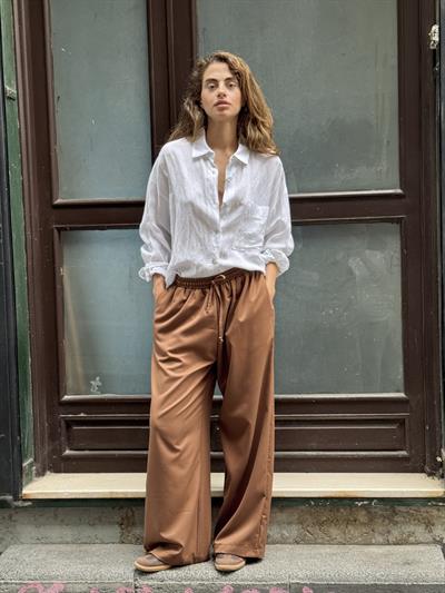 Retrobird Tasarım Bol Kesim Açık Kahve Relax Pantolon