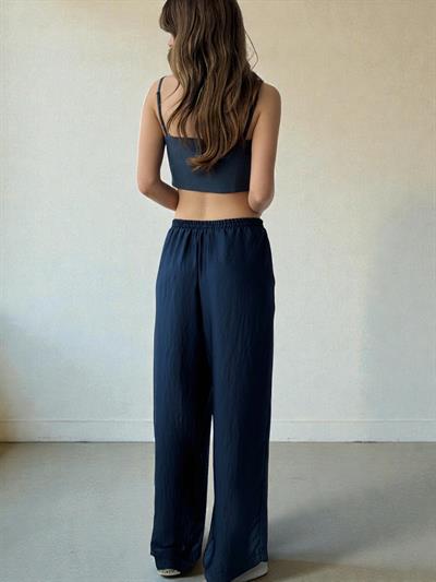 Retrobird Tasarım Bol Kesim Koyu Mavi Relax Pantolon