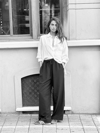 Retrobird Tasarım Bol Kesim Siyah Relax Pantolon