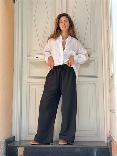 Retrobird Tasarım Bol Kesim Siyah Relax Pantolon