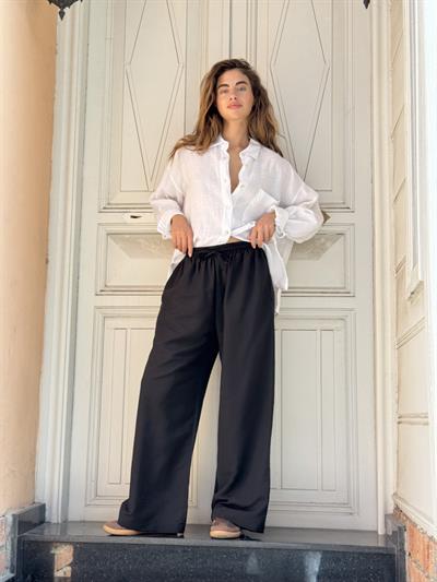 Retrobird Tasarım Bol Kesim Siyah Relax Pantolon