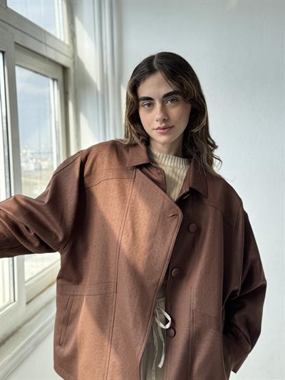 Retrobird Tasarım Yaprak Desenli Açık Kahve Bomber Ceket Mont