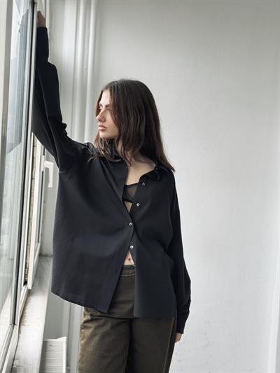 Retrobird Design Boyfriend Black Shirt