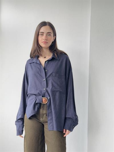 Retrobird Design Boyfriend Dark Blue Shirt