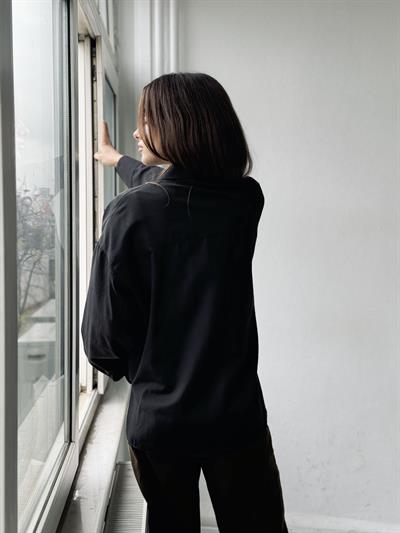 Retrobird Design Boyfriend Black Shirt