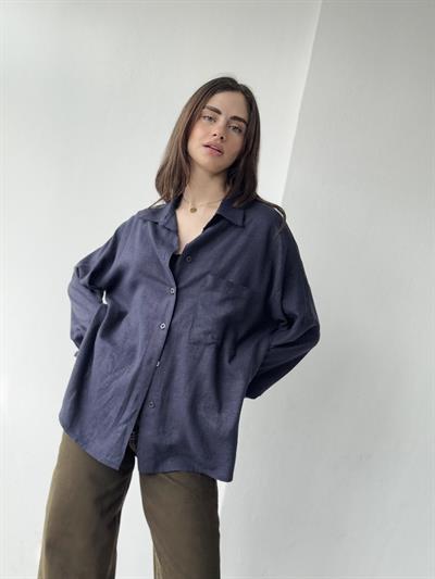 Retrobird Design Boyfriend Dark Blue Shirt