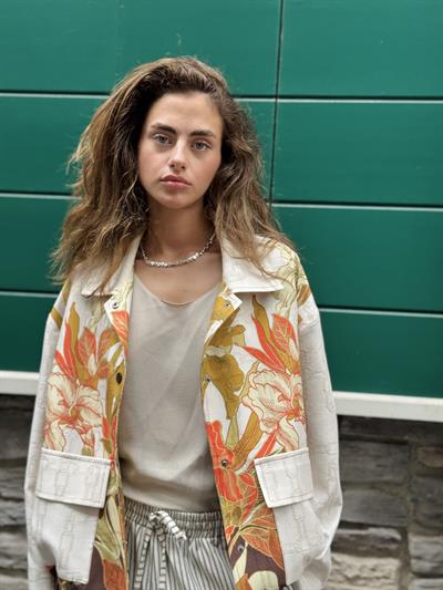 Retrobird Tasarım Yaprak Desenli Brooklyn Bomber Ceket