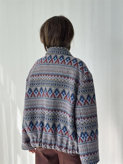 Retrobird Tasarım Gri-Mavi Brooklyn Bomber Ceket