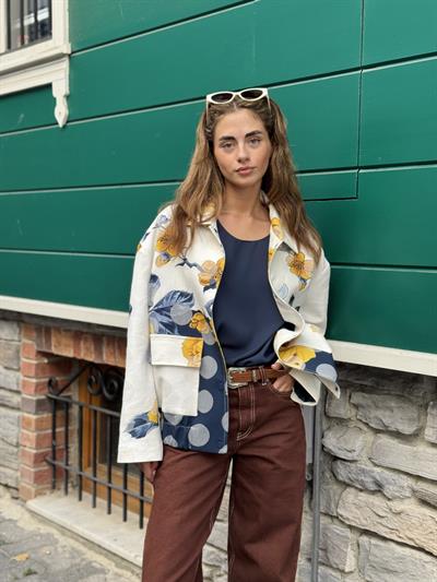 Retrobird Tasarım Çiçek Desenli Brooklyn Bomber Ceket