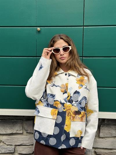 Retrobird Tasarım Çiçek Desenli Brooklyn Bomber Ceket