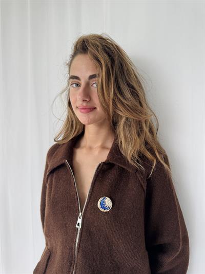 Retrobird Design Blue Brooch Lapel Pin