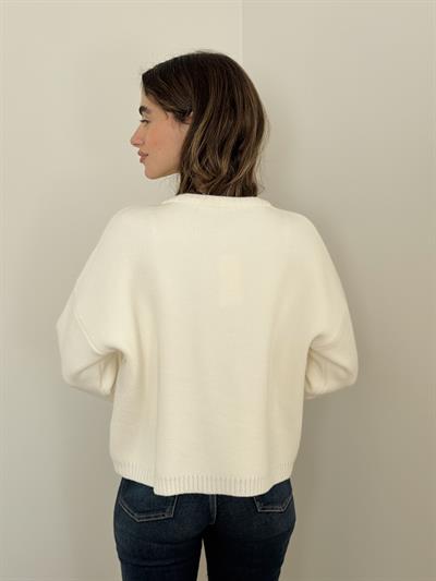 Retrobird Design Floral Buttoned Ecru Jacket Cardigan