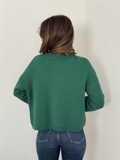 Retrobird Design Green Jacket Cardigan with Floral Buttons