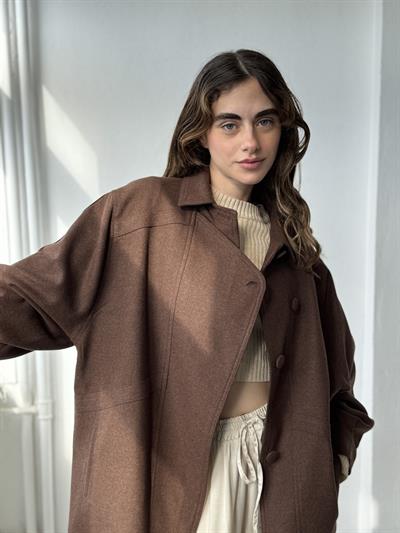 Retrobird Tasarım Çizgili Kahverengi Bomber Ceket Mont