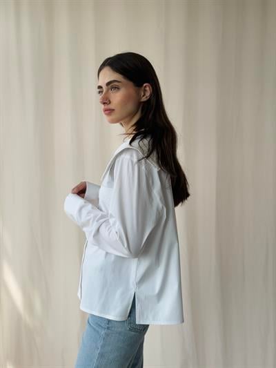 Retrobird Design Lace Peter Pan Collar White Shirt