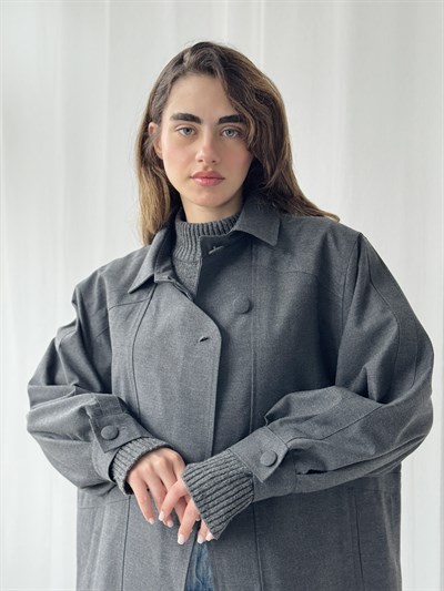 Retrobird Tasarım Koyu Gri Bomber Ceket Mont