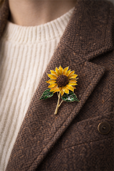 Retrobird Design Golden Sun Gold Colored Vintage Brooch Lapel Pin