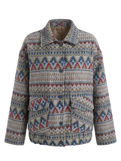 Retrobird Tasarım Gri-Mavi Brooklyn Bomber Ceket