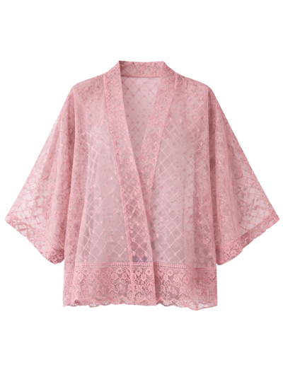 Retrobird Design Dusty Rose Tulle Mini Kimono