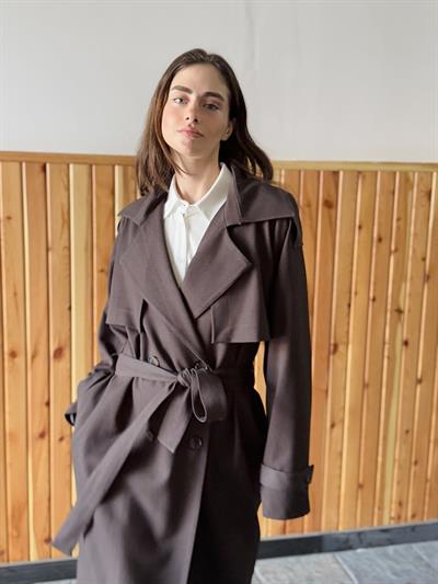 Retrobird Design English Cape Model Dark Brown Trenchcoat Jacket