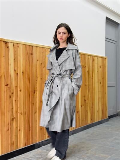 Retrobird Design British Cape Model Grey Trenchcoat Jacket