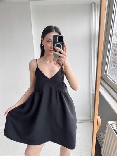 Retrobird Design June Strappy Black Mini Dress