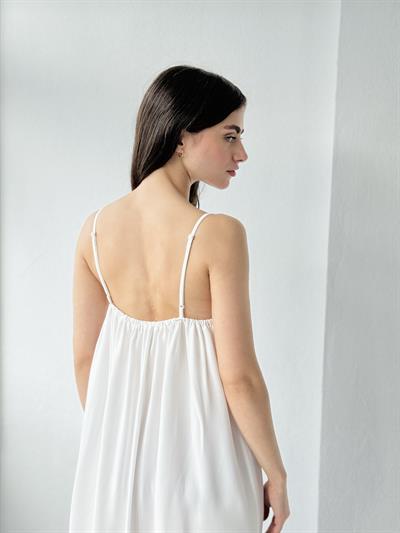 Retrobird Design June White Strap Slit Dress