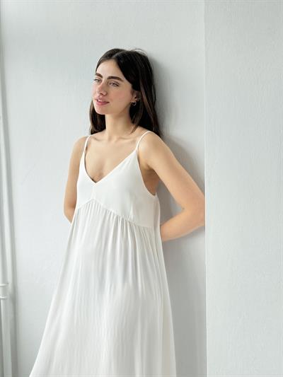 Retrobird Design June White Strap Slit Dress