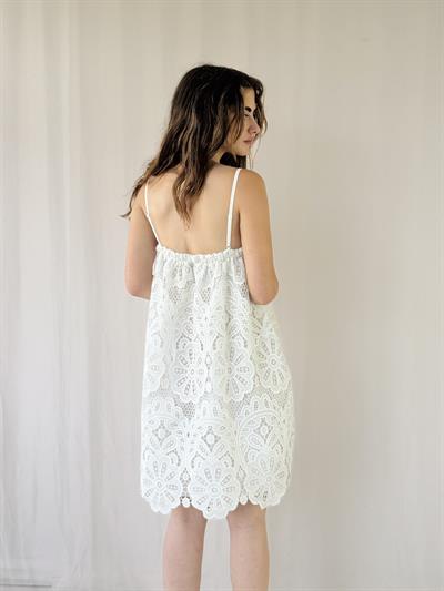 Retrobird Design June Lace Strap Ecru Mini Dress