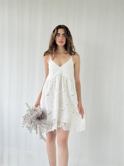 Retrobird Design June Lace Strap White Mini Dress