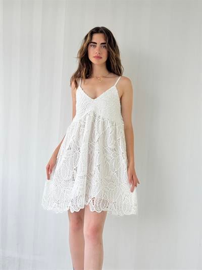 Retrobird Design June Lace Strap White Mini Dress
