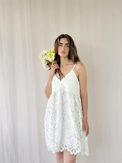 Retrobird Design June Lace Strap Ecru Mini Dress