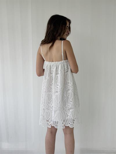 Retrobird Design June Lace Strap White Mini Dress
