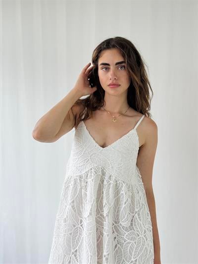 Retrobird Design June Lace Strap White Mini Dress