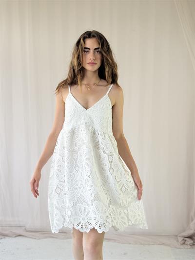 Retrobird Design June Lace Strap Ecru Mini Dress