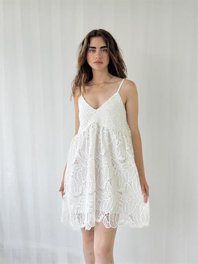 Retrobird Design June Lace Strap White Mini Dress