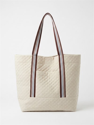 Retrobird Tasarım Kapitone Krem Tote Çanta Shopping Bag