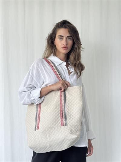 Retrobird Design Quilted Mixed Color Tote Bag Shopping Bag