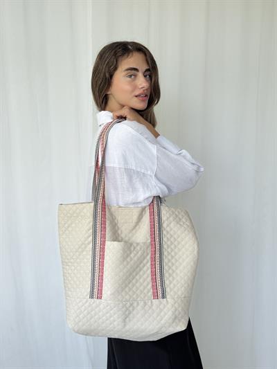 Retrobird Design Quilted Mixed Color Tote Bag Shopping Bag