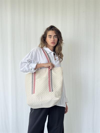 Retrobird Design Quilted Mixed Color Tote Bag Shopping Bag