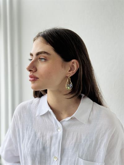 Retrobird Design Mixed Color Brass Retro Model Earrings