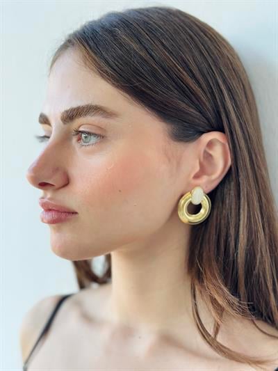 Retrobird Design Beige Earrings